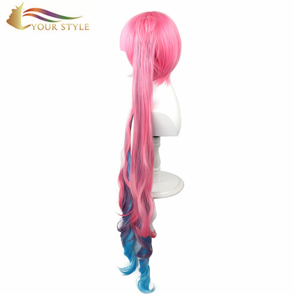 YOUR STYLE , Wholesale King of Glory Angela Pink Cosplay Wigs Ponytails Synthetic Halloween Colored Wigs Party Pink Wig Costume-YOUR STYLE, synthetic wigs synthetic hair extension