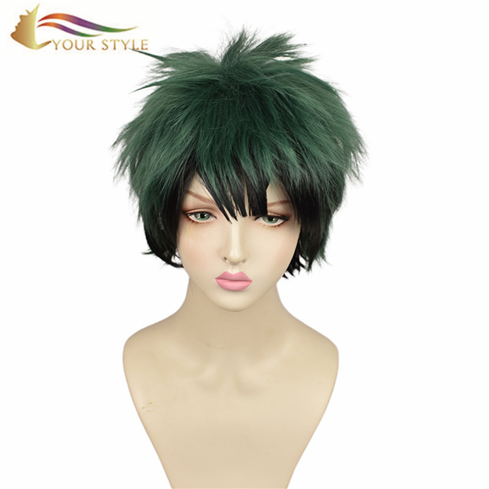 YOUR STYLE, Wholesale HEROES:RISING Short Cosplay Wigs Deku Synthetic Party Fluffy Wig Short Wig Green Boy Men Male Party Wig Fluffy Halloween Costume-YOUR STYLE, synthetic wigs synthetic hair extension