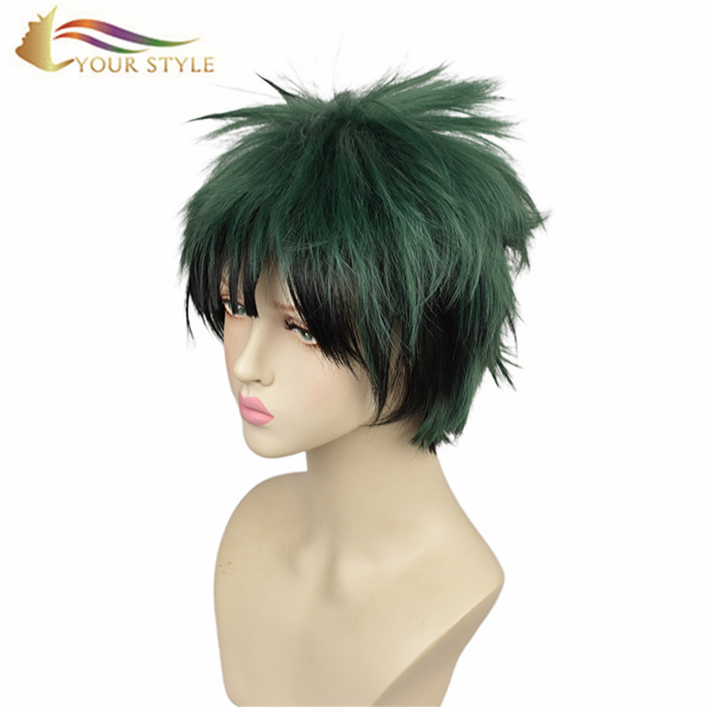 YOUR STYLE, Wholesale HEROES:RISING Short Cosplay Wigs Deku Synthetic Party Fluffy Wig Short Wig Green Boy Men Male Party Wig Fluffy Halloween Costume-YOUR STYLE, synthetic wigs synthetic hair extension