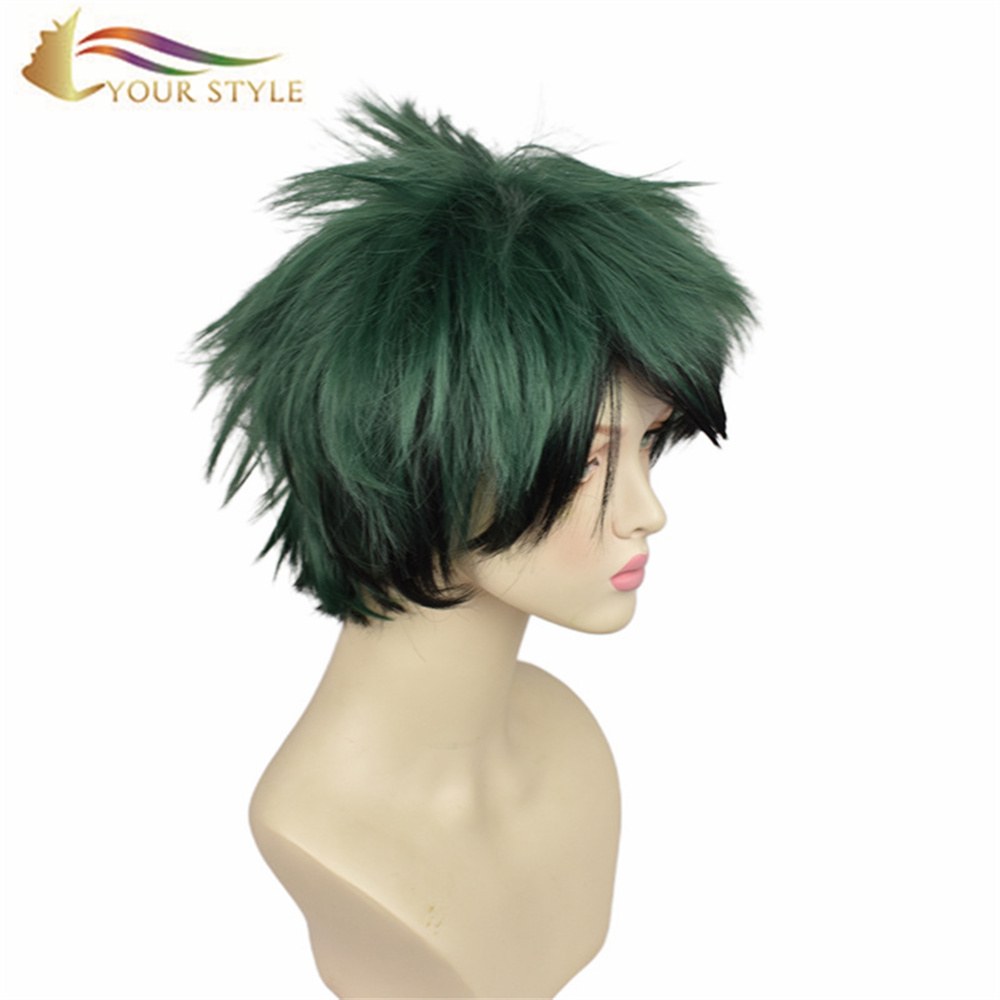 YOUR STYLE, Wholesale HEROES:RISING Short Cosplay Wigs Deku Synthetic Party Fluffy Wig Short Wig Green Boy Men Male Party Wig Fluffy Halloween Costume-YOUR STYLE, synthetic wigs synthetic hair extension