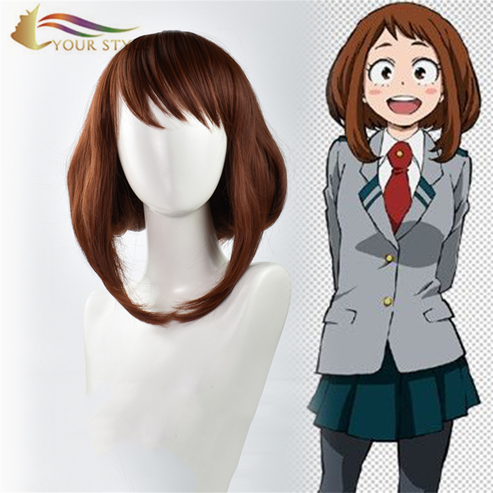 Aṣa RẸ , Awọn sẹẹli osunwon Ni Ise Cosplay Wigs Kukuru Bob Wigs Brown Awọn ọmọbirin Awọn ọmọbirin Female Party Wig Halloween Costume-ỌRỌ RẸ, awọn wigi sintetiki itẹsiwaju irun sintetiki