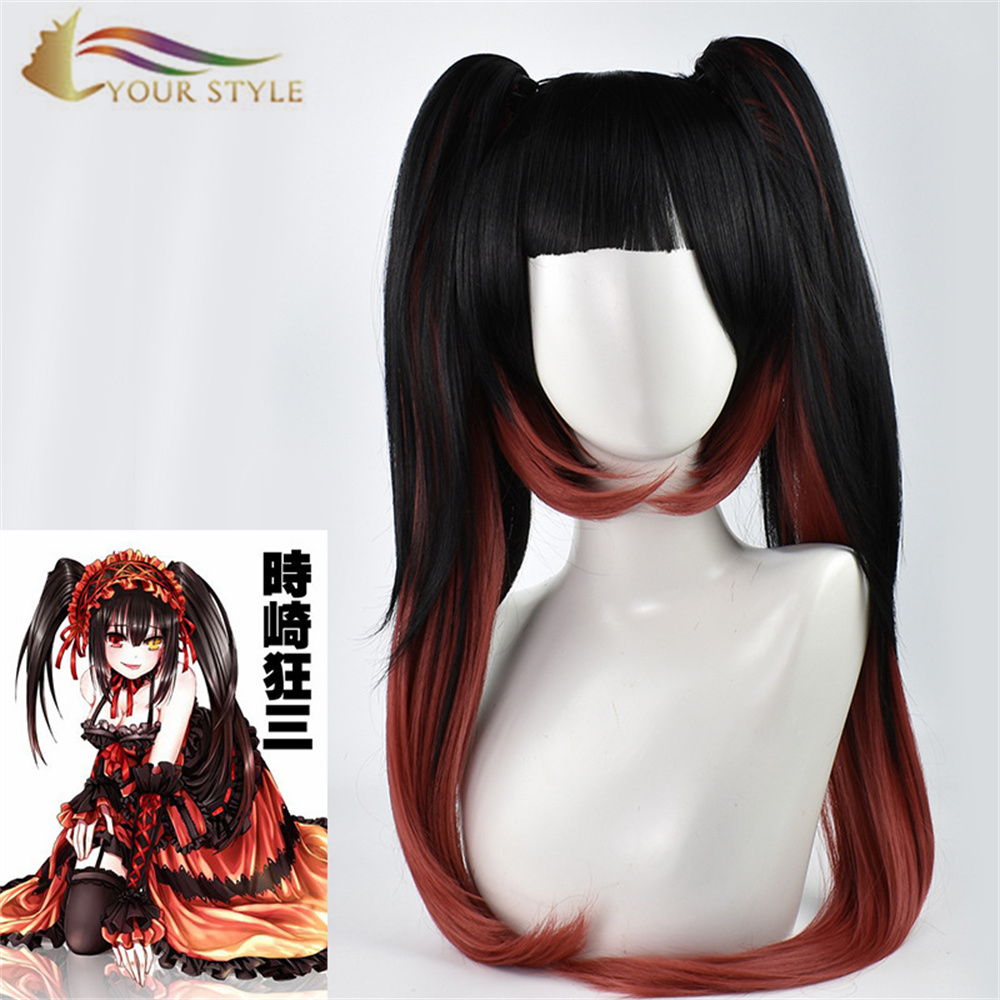 YOUR STYLE ,Wholesale DATE A LIVE Cosplay Wigs Ponytails Tokisaki Kurumi Costume Wig With Ponytail Halloween Costumes wig-YOUR STYLE, synthetic wigs synthetic hair extension