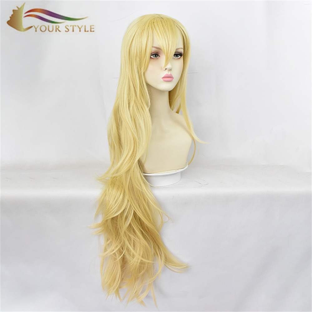 YOUR STYLE ,Wholesale 100CM Angels of Death Rachel·Gardner Cosplay Wigs Women Girls Female Platinum Blonde Cosplay Wig Party Wig Halloween Costume-YOUR STYLE, synthetic wigs synthetic hair extension