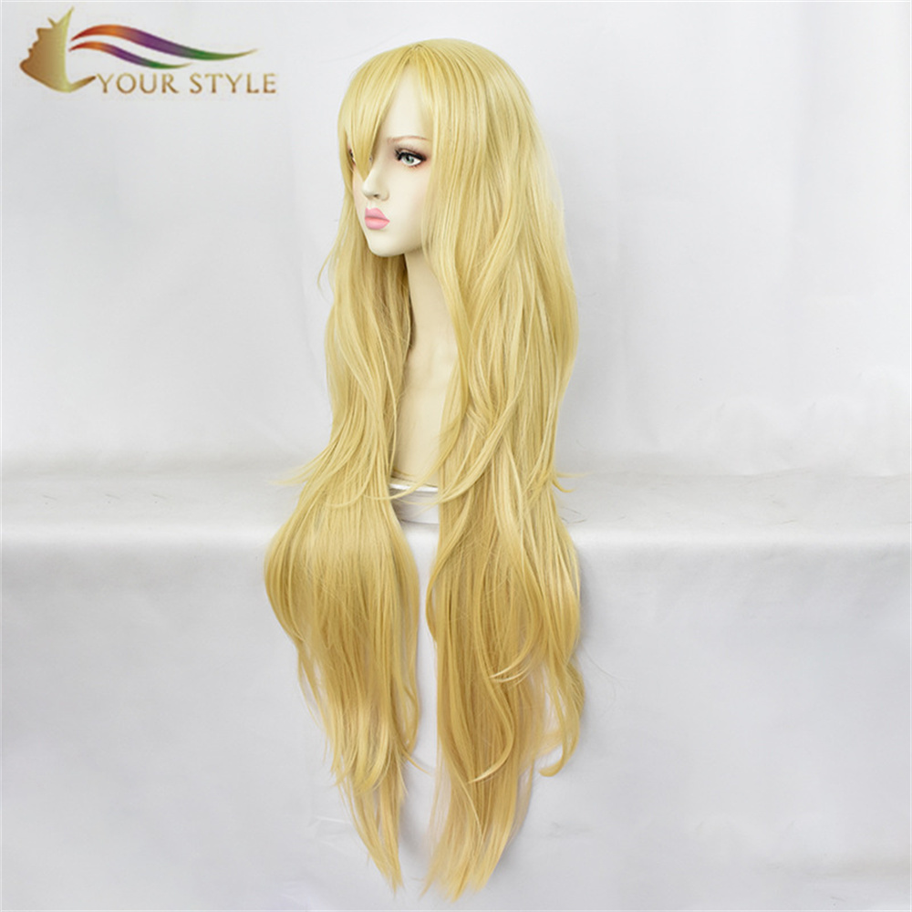 YOUR STYLE ,Wholesale 100CM Angels of Death Rachel·Gardner Cosplay Wigs Women Girls Female Platinum Blonde Cosplay Wig Party Wig Halloween Costume-YOUR STYLE, synthetic wigs synthetic hair extension