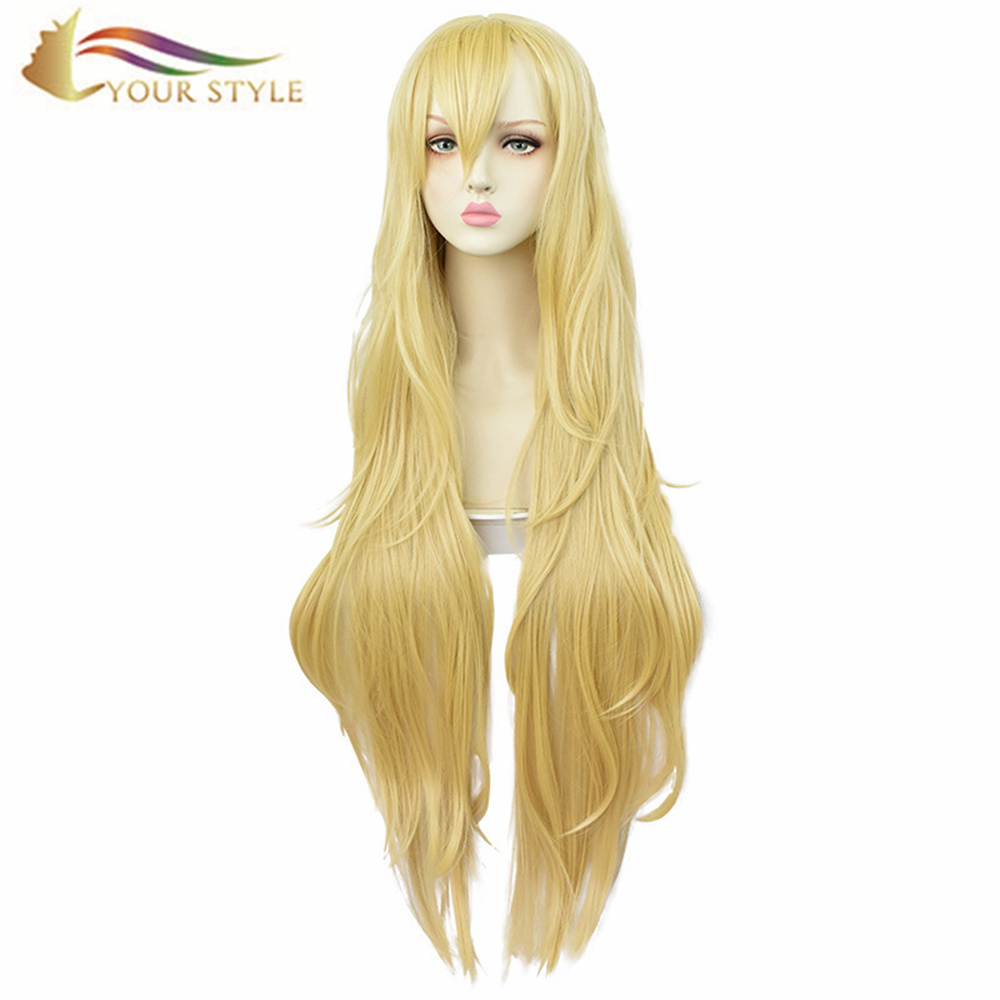 YOUR STYLE ,Wholesale 100CM Angels of Death Rachel·Gardner Cosplay Wigs Women Girls Female Platinum Blonde Cosplay Wig Party Wig Halloween Costume-YOUR STYLE, synthetic wigs synthetic hair extension