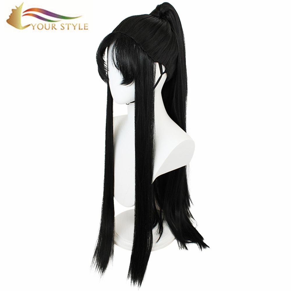 YOUR STYLE , Wholesale Long Cosplay Wigs Ponytails Black Wigs Halloween Wigs Long Party Wig Black Wigs For Halloween Costumes-YOUR STYLE, synthetic wigs synthetic hair extension