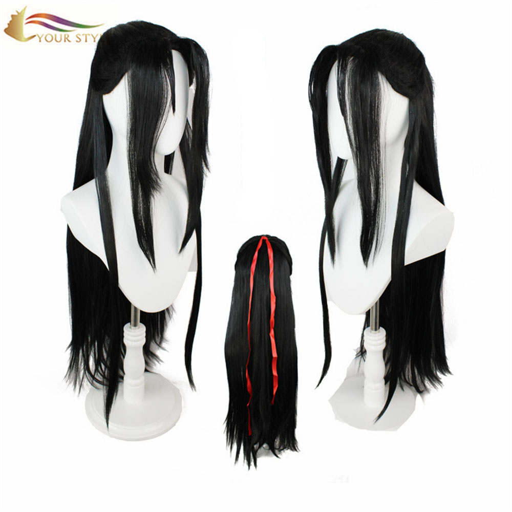 GAYA ANDA Borong MDZS Master Devil Cosplay Wig Rambut Palsu Lurus Panjang Chinoiserie Gaya Cina Rambut Palsu Rambut Rambut Hitam Rambut Halloween Hitam-GAYA ANDA, rambut palsu sintetik sambungan rambut sintetik