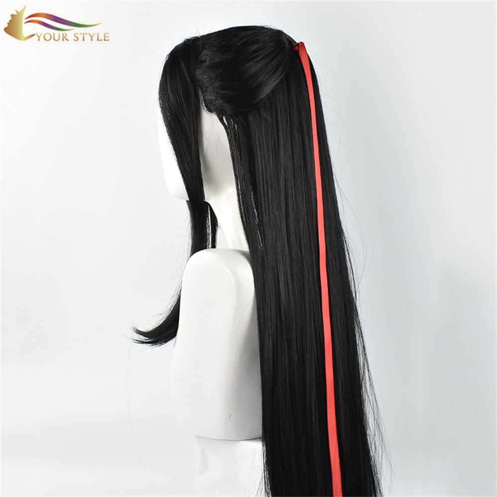 GAYA ANDA Borong MDZS Master Devil Cosplay Wig Rambut Palsu Lurus Panjang Chinoiserie Gaya Cina Rambut Palsu Rambut Rambut Hitam Rambut Halloween Hitam-GAYA ANDA, rambut palsu sintetik sambungan rambut sintetik