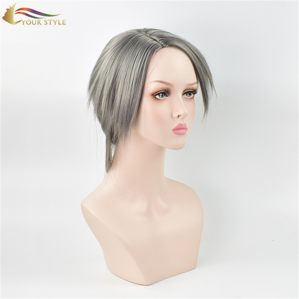 YOUR STYLE Game Identity V Cosplay Wig Embalmer Aesop Carl Role Play Wigs Dark Grey Ponytail Wigs Party Wig Halloween Costume Wigs-YOUR STYLE, synthetic wigs synthetic hair extension