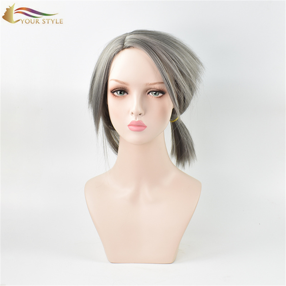 YOUR STYLE Game Identity V Cosplay Wig Embalmer Aesop Carl Role Play Wigs Dark Grey Ponytail Wigs Party Wig Halloween Costume Wigs-YOUR STYLE, synthetic wigs synthetic hair extension