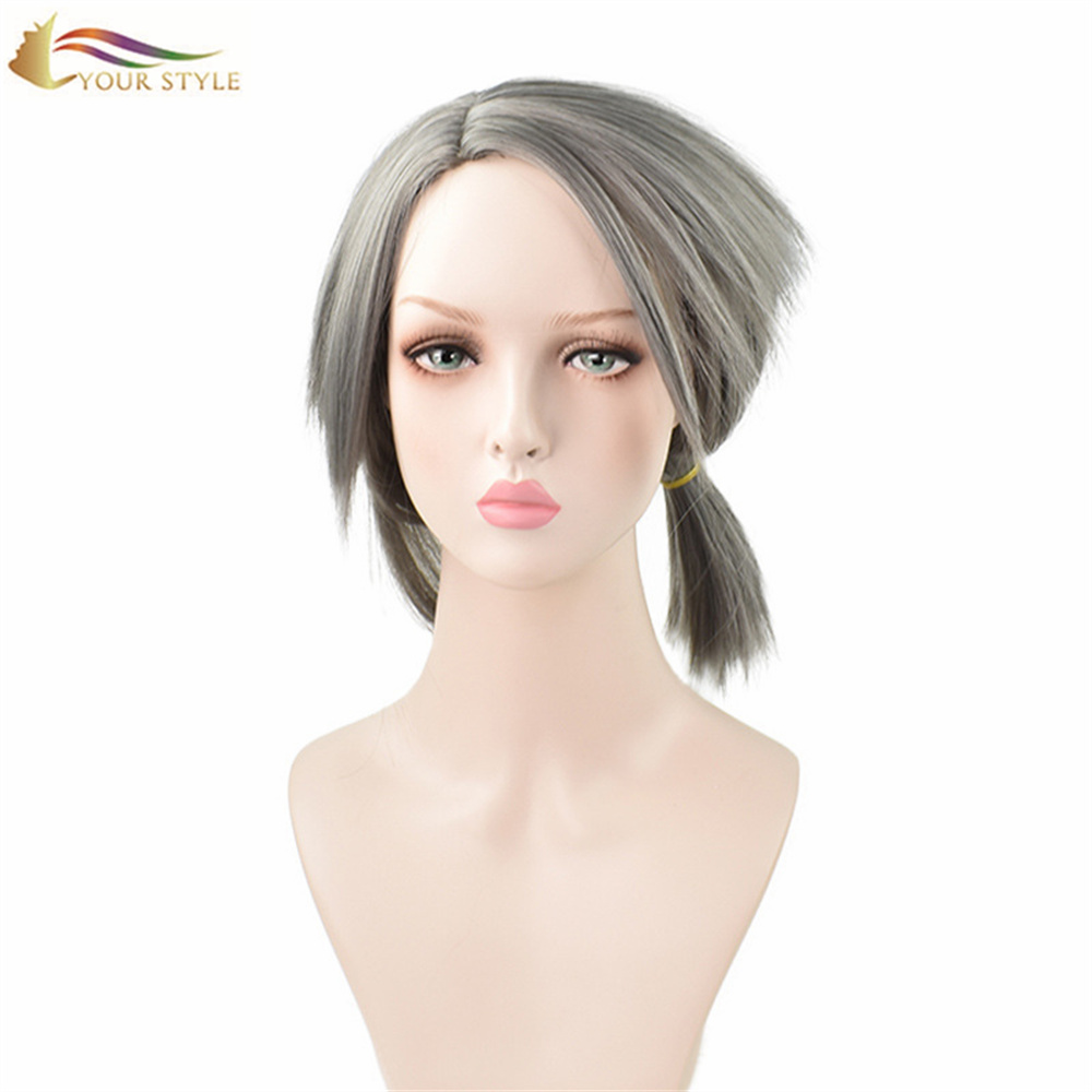 YOUR STYLE Game Identity V Cosplay Wig Embalmer Aesop Carl Role Play Wigs Dark Grey Ponytail Wigs Party Wig Halloween Costume Wigs-YOUR STYLE, synthetic wigs synthetic hair extension