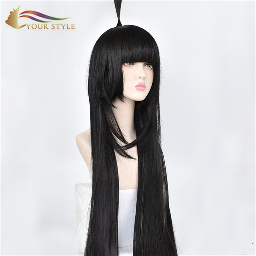 YOUR STYLE , Wholesale Aotu World Kalie Cosplay Wig Synthetic Black Long Wig With Bangs Long Straight Wigs Black Hair Halloween Wig Black Party Costume-YOUR STYLE, synthetic wigs synthetic hair extension