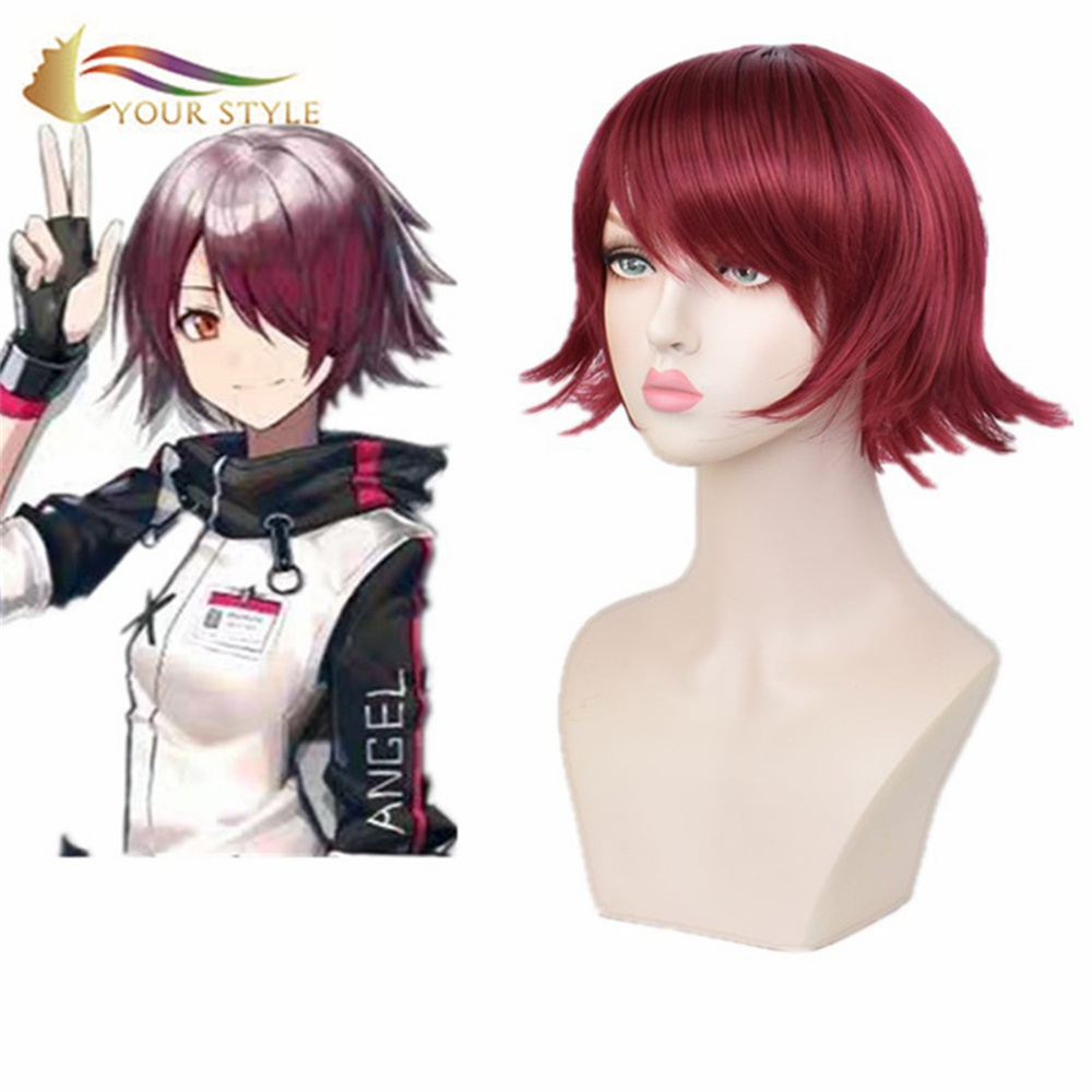 YOUR STYLE, Wholesale Arknights Exia Cosplay Wigs Synthetic Wig Short Wig Auburn Burgundy Cosplay Red Hair Male Wig Red Halloween Wig Costume Party-YOUR STYLE, synthetic wigs synthetic hair extension