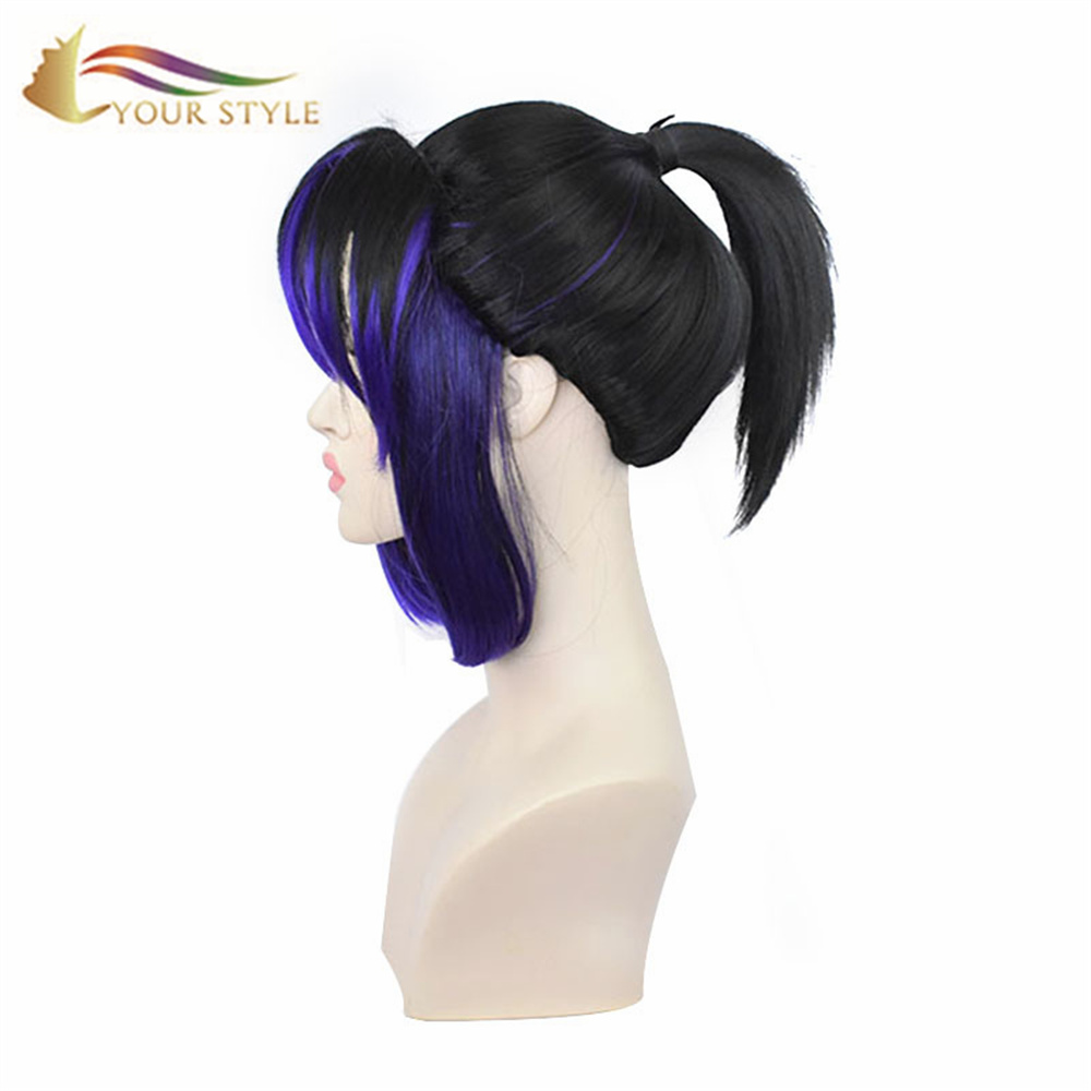 YOUR STYLE , Wholesale Demon Slayer Kochou Shinobu Cosplay Wigs Synthetic Short Wig Dark Purple Costume Anime Wigs Ombre Black Purple Halloween Hair Wigs-YOUR STYLE, synthetic wigs synthetic hair extension