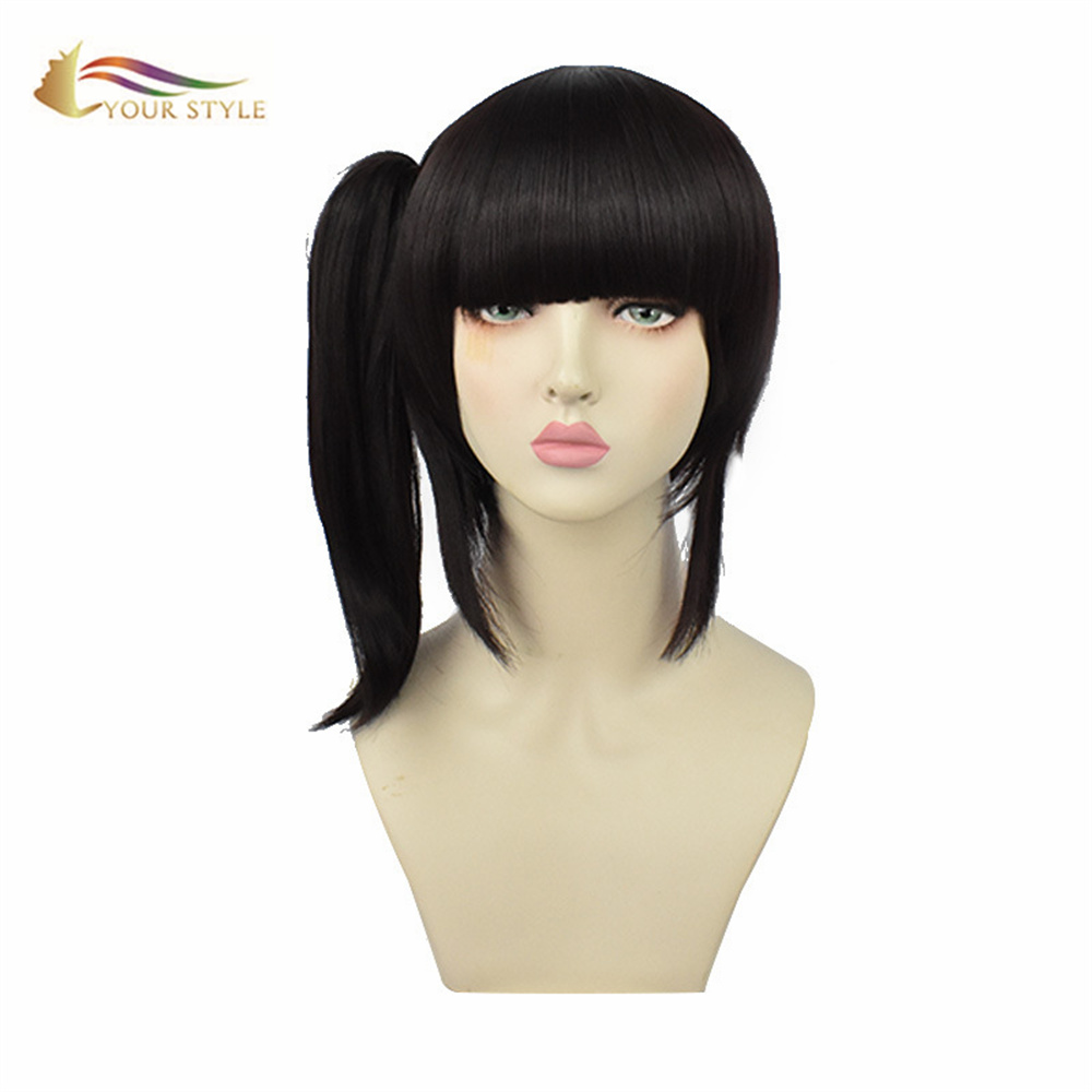 YOUR STYLE , Wholesale Demon Slayer Tsuyuri Kanao Cosplay Wig With Ponytail Synthetic Dark Brown Wig Cosplay Brown Hair Short Wig Anime Party Wig Halloween Costume-YOUR STYLE, synthetic wigs synthetic hair extension