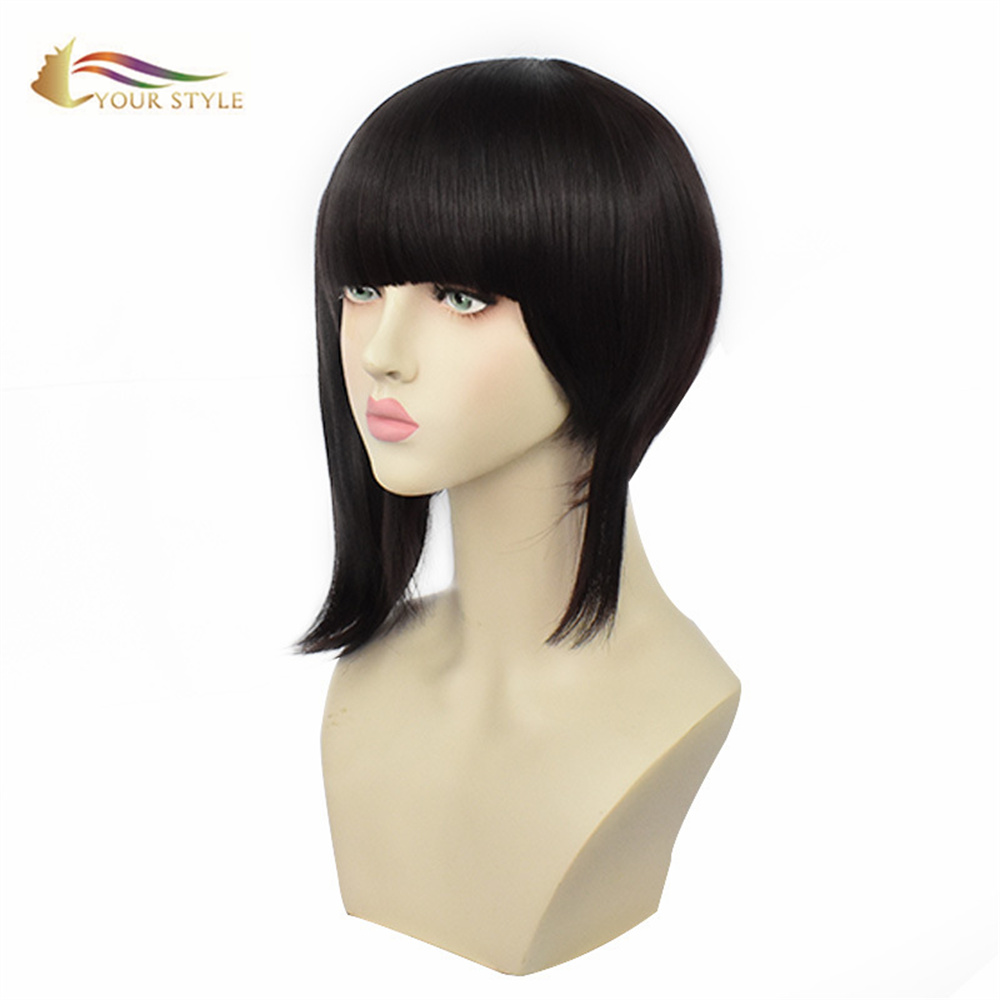 YOUR STYLE , Wholesale Demon Slayer Tsuyuri Kanao Cosplay Wig With Ponytail Synthetic Dark Brown Wig Cosplay Brown Hair Short Wig Anime Party Wig Halloween Costume-YOUR STYLE, synthetic wigs synthetic hair extension