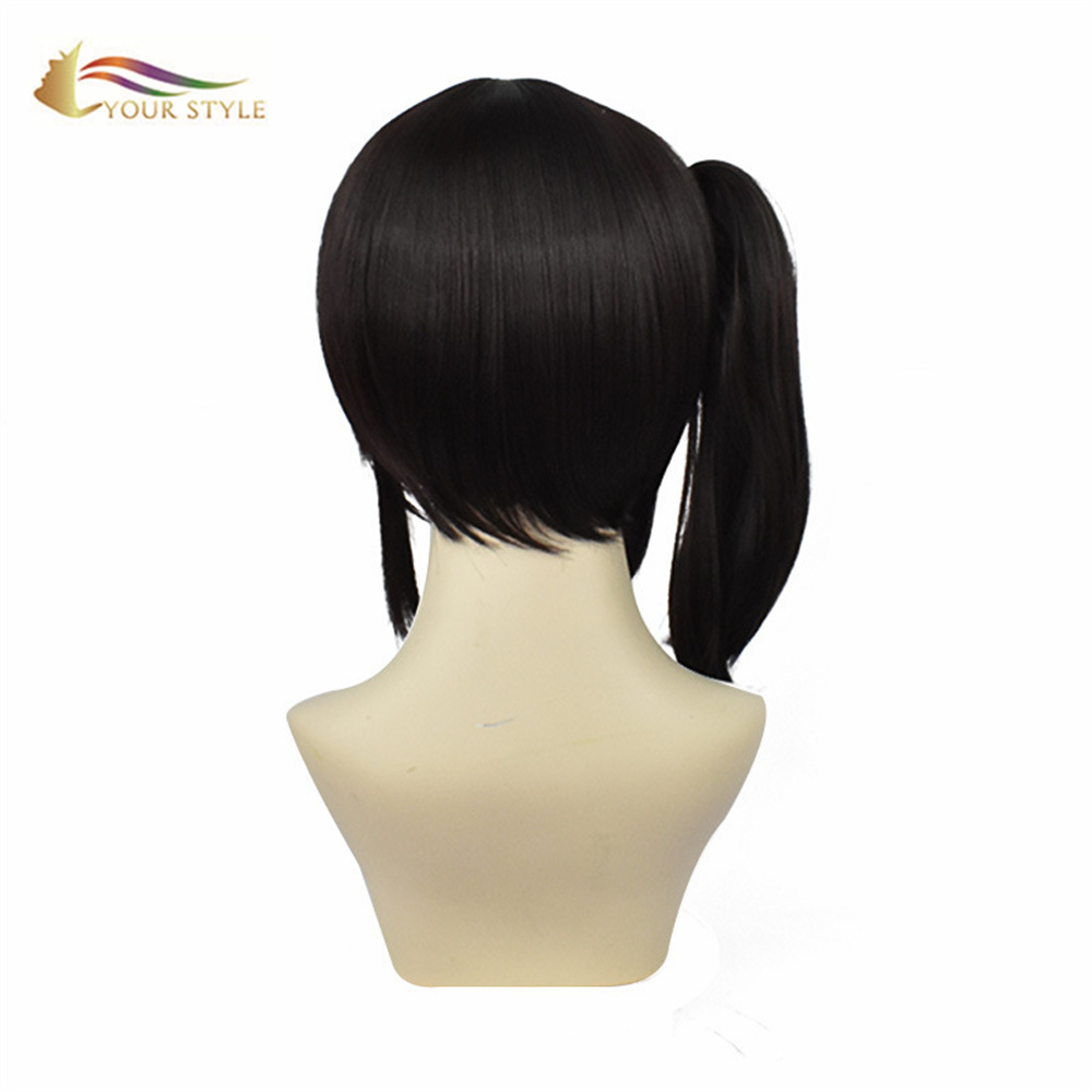 YOUR STYLE , Wholesale Demon Slayer Tsuyuri Kanao Cosplay Wig With Ponytail Synthetic Dark Brown Wig Cosplay Brown Hair Short Wig Anime Party Wig Halloween Costume-YOUR STYLE, synthetic wigs synthetic hair extension