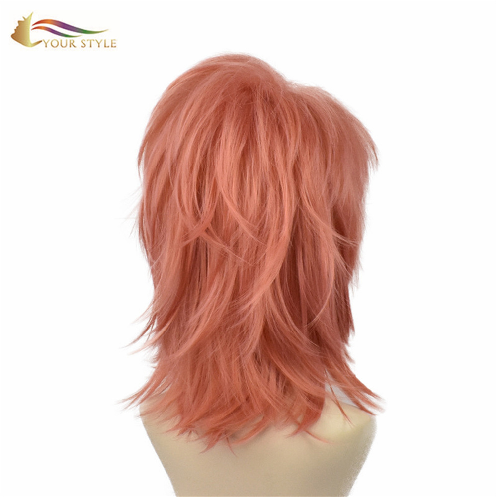 U TU STILE, Parrucche Cosplay Sabito Demon Slayer all'ingrosso Parrucca corta sintetica rosa Parrucche di capelli di Halloween Costume Anime Tagli di capelli corti Hairstyle-YOUR STILE, parrucche sintetiche estensione di capelli sintetici