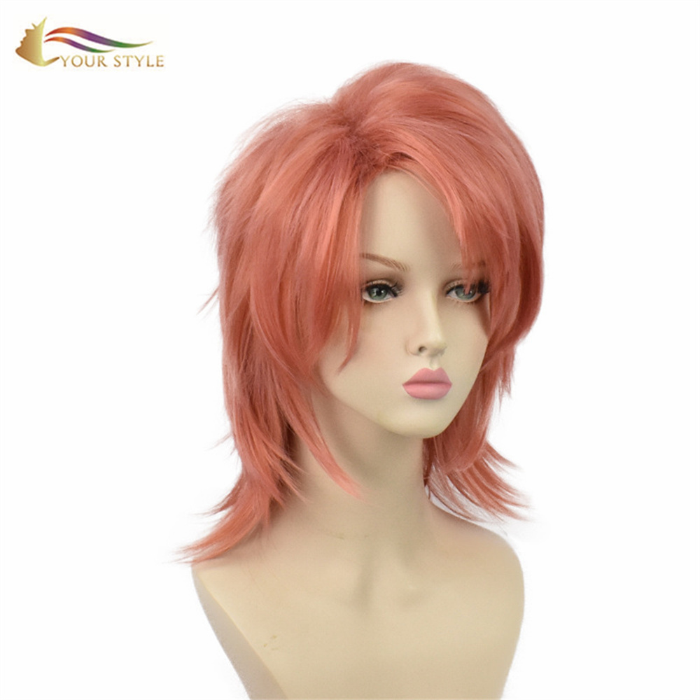 U TU STILE, Parrucche Cosplay Sabito Demon Slayer all'ingrosso Parrucca corta sintetica rosa Parrucche di capelli di Halloween Costume Anime Tagli di capelli corti Hairstyle-YOUR STILE, parrucche sintetiche estensione di capelli sintetici