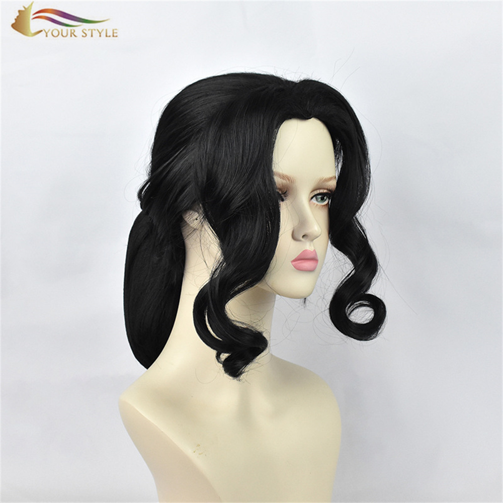 YOUR STYLE , Wholesale Demon Slayer Kibutsuji Muzan Cosplay Wigs Black Synthetic Wigs With Bun Costume Wig Black Halloween Wig-YOUR STYLE, synthetic wigs synthetic hair extension