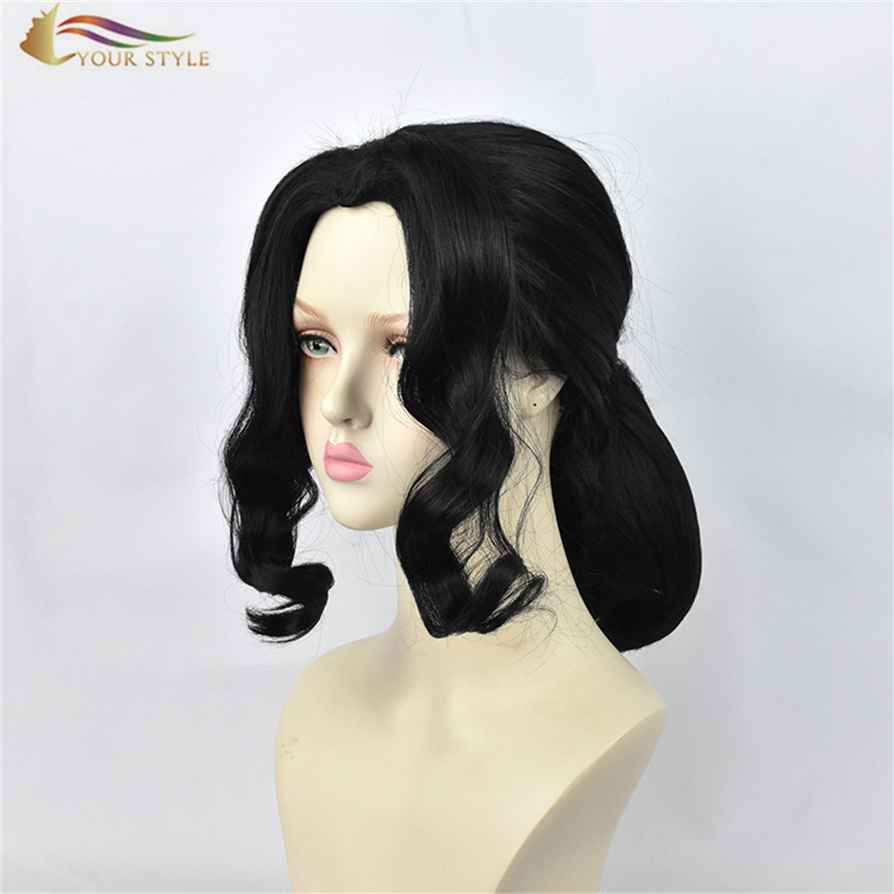 YOUR STYLE , Wholesale Demon Slayer Kibutsuji Muzan Cosplay Wigs Black Synthetic Wigs With Bun Costume Wig Black Halloween Wig-YOUR STYLE, synthetic wigs synthetic hair extension