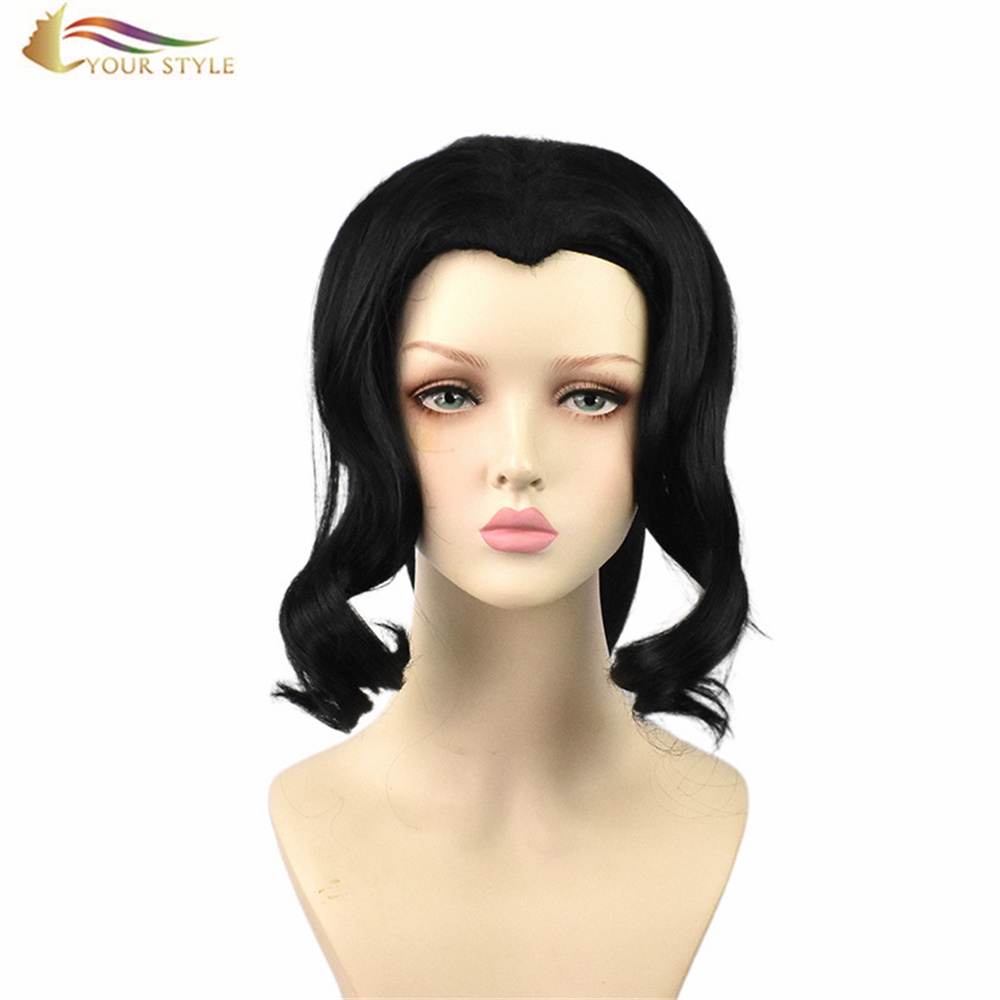 YOUR STYLE , Wholesale Demon Slayer Kibutsuji Muzan Cosplay Wigs Black Synthetic Wigs With Bun Costume Wig Black Halloween Wig-YOUR STYLE, synthetic wigs synthetic hair extension