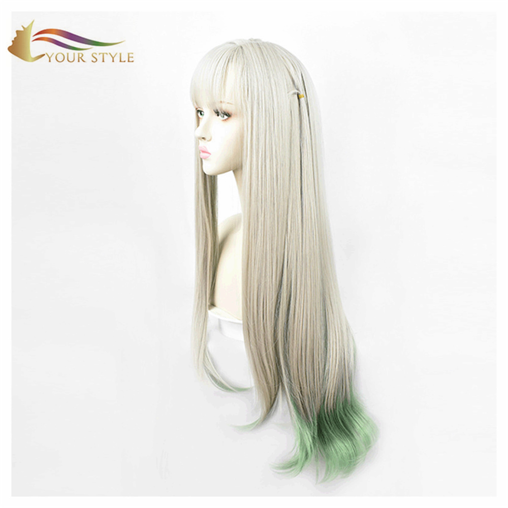 YOUR STYLE Toilet-bound Hanako-kun Mitsuba Cosplay Wigs Synthetic Long Straight Wigs Ombre Siver Green  Cosplay Costume Anime Wigs-YOUR STYLE, synthetic wigs synthetic hair extension