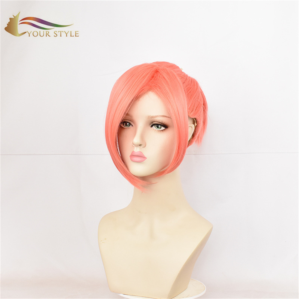 YOUR STYLE, Wholesale Toilet-bound Hanako-kun Mitsuba Cosplay Wigs Ponytails Synthetic Pink Wigs Short Wigs Party Wig Halloween Costume-YOUR STYLE, synthetic wigs synthetic hair extension