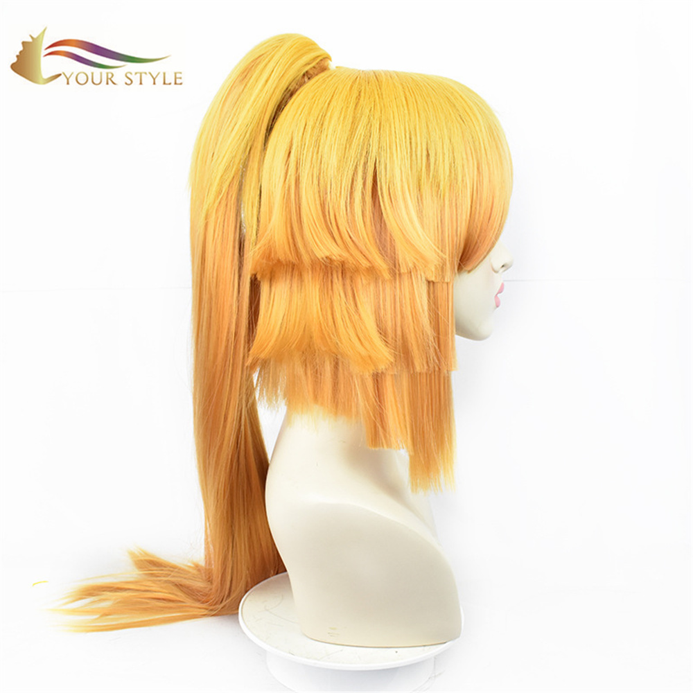 YOUR STYLE,Wholesale Demon Slayer Agatsuma Zenitsu Cosplay Wigs Synthetic Long Wigs Ombre Orange Yellow Wigs  Halloween Costumes Wig Anime Party Wigs-YOUR STYLE, synthetic wigs synthetic hair extension