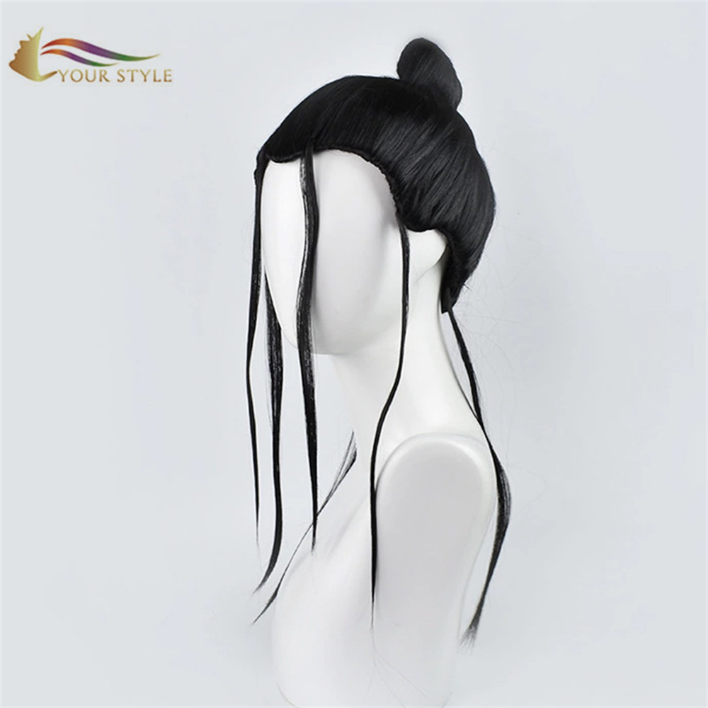 YOUR STYLE, Wholesale Black Cosplay Wig Chinoiserie Synthetic Black Wig With Bangs Male Wig Black Boy Wig Cosplay Black Halloween Wig Black Men Wig Short Hair Black-YOUR STYLE, synthetic wigs synthetic hair extension