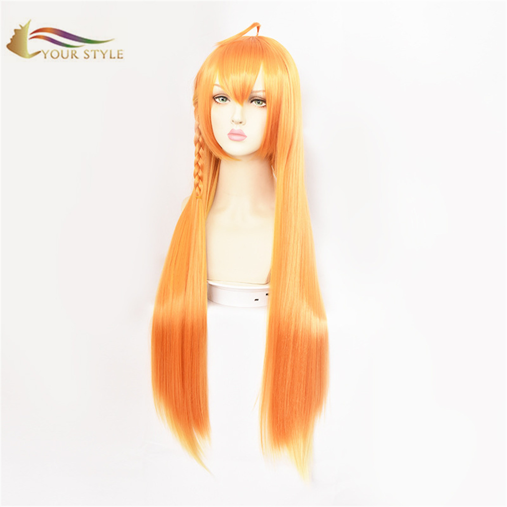 Ụdị gị, N'ogbe Re:Dive Pecorine Cosplay Wigs Synthetic Long Straight Wig Orange Colored Wigs Party Wig Costume Women Girls-Ụdị gị, wigs sịntetik sịntetik ndọtị ntutu.