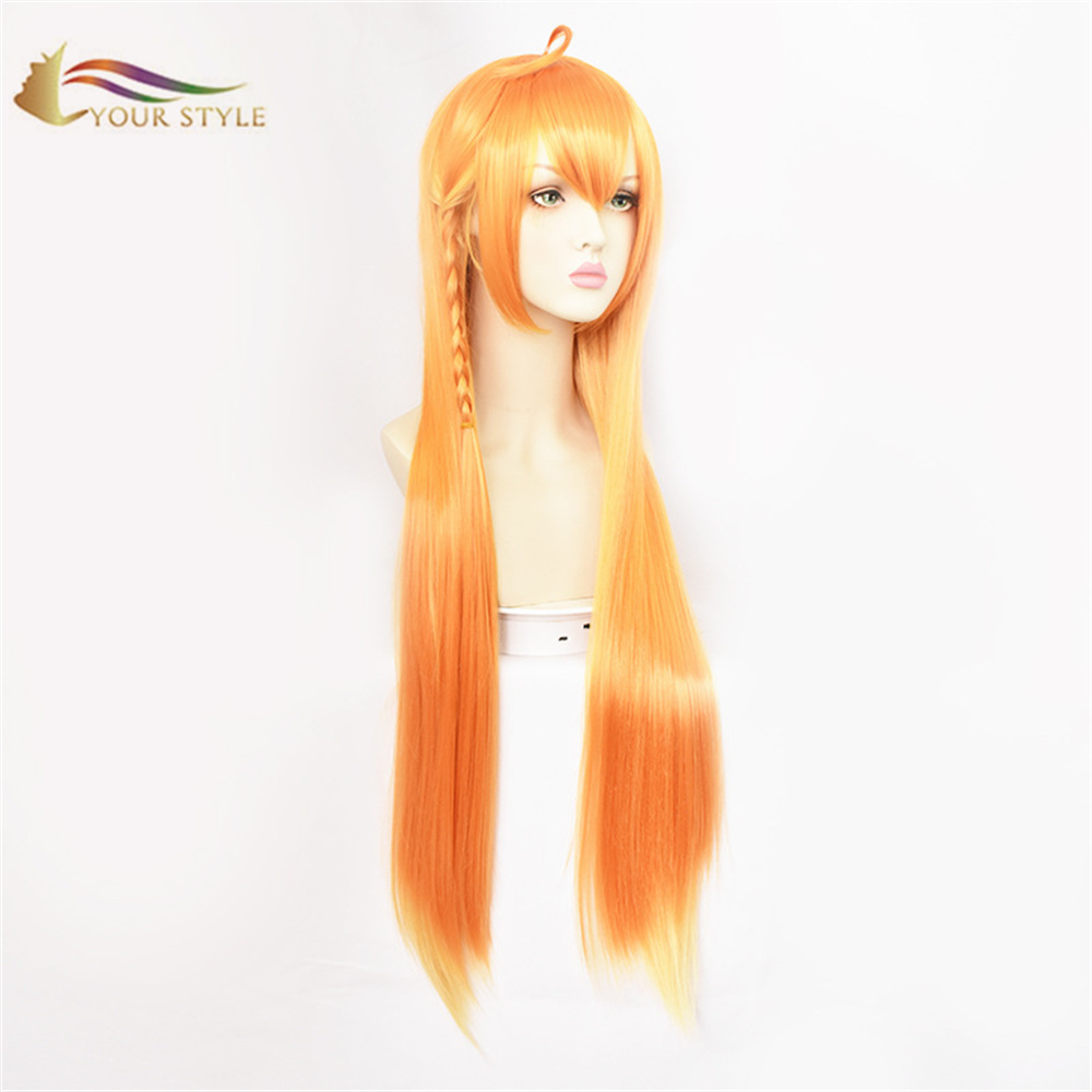 Ụdị gị, N'ogbe Re:Dive Pecorine Cosplay Wigs Synthetic Long Straight Wig Orange Colored Wigs Party Wig Costume Women Girls-Ụdị gị, wigs sịntetik sịntetik ndọtị ntutu.