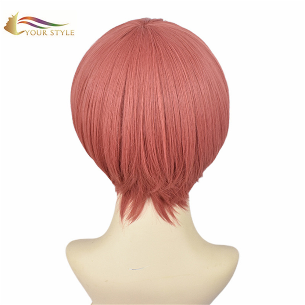 YOUR STYLE, Wholesale  Game Identity Cosplay Wigs Synthetic Short Bob Pink Wig Short Pixie Wig Short Haircut Short Bob Hairstyle Party Wig Halloween Costume-YOUR STYLE, synthetic wigs synthetic hair extension