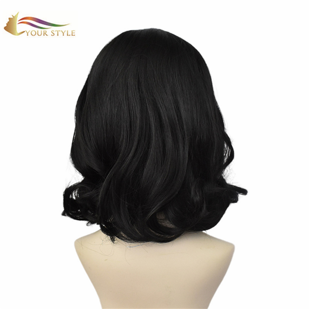 YOUR STYLE , Wholesale Game Identity V Yidhra The Dream Witch Cosplay Wigs Synthetic Short Wavy Wig Black Wavy Wig Medium Black Wig With Bangs Female Wig For Women Cosplay Costume Anime-YOUR STYLE, synthetic wigs synthetic hair extension