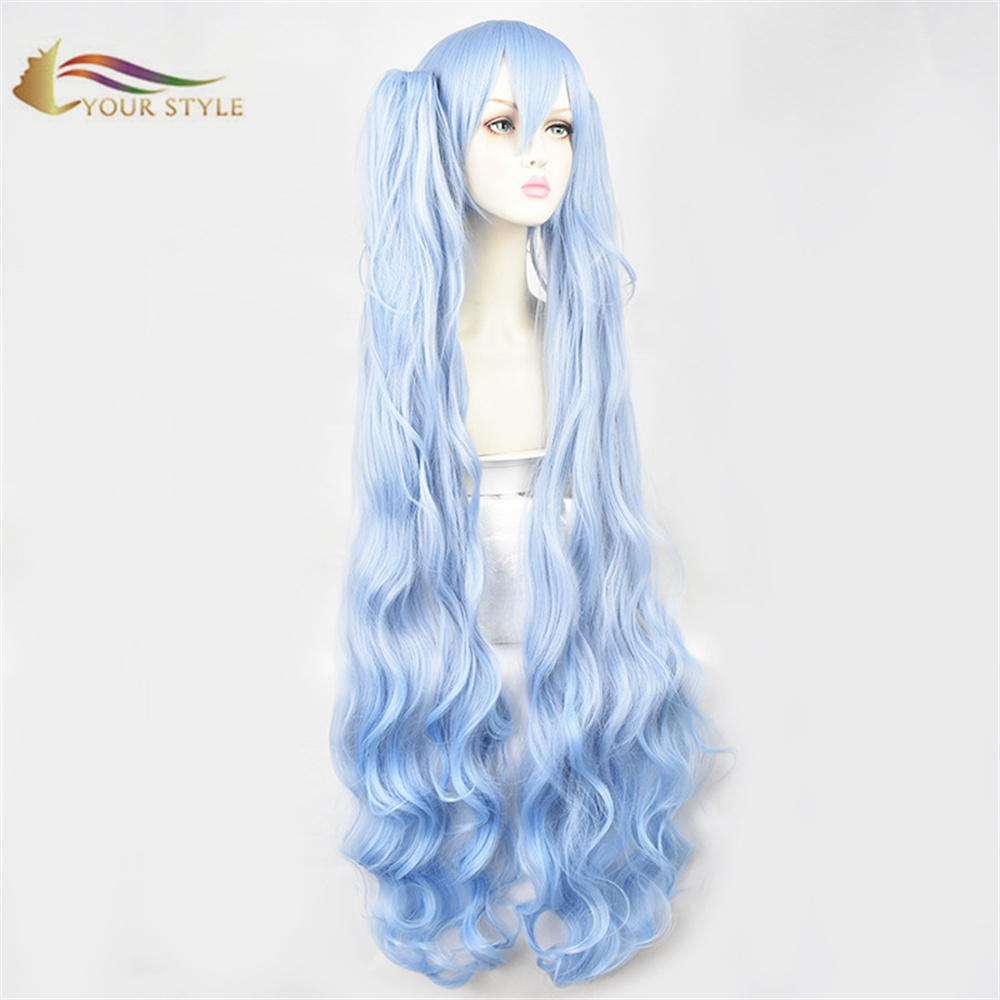 YOUR STYLE , Wholesale Vocaloid Miku Cosplay Wig Ponytail Clip Blue Synthetic Long Wigs Party Wig Halloween Costume Anime Wigs Female Wig For Women Cosplay-YOUR STYLE, synthetic wigs synthetic hair extension