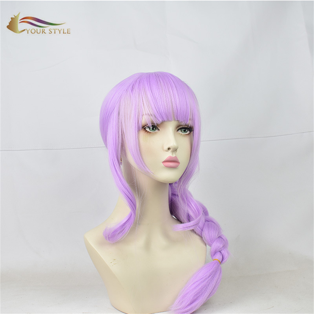 YOUR STYLE ,Wholesale Cosplay Wigs Purple Synthetic Long Wig Braid Costume Wig With Ponytail Party Wig Halloween Girls Female Wigs-YOUR STYLE, synthetic wigs synthetic hair extension