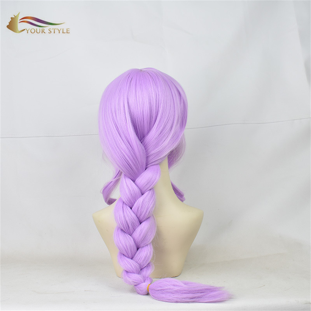 YOUR STYLE ,Wholesale Cosplay Wigs Purple Synthetic Long Wig Braid Costume Wig With Ponytail Party Wig Halloween Girls Female Wigs-YOUR STYLE, synthetic wigs synthetic hair extension