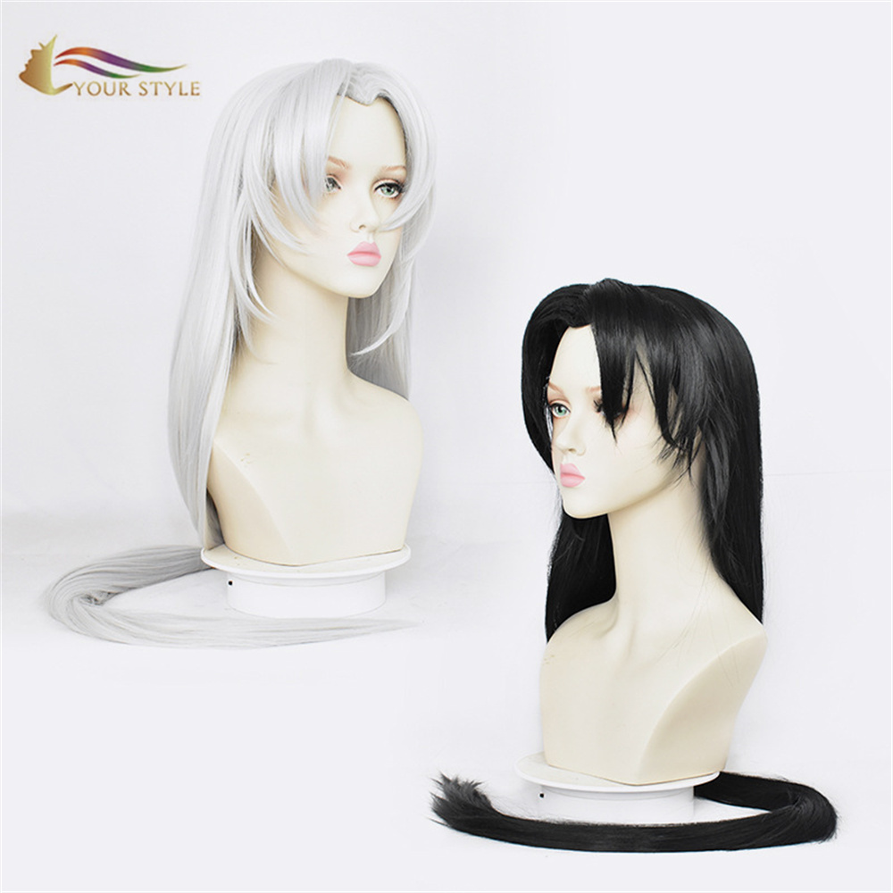 YOUR STYLE ,Wholesale Cosplay Wigs Synthetic Long Straight Wig Black Wig Silver Wig Women Girls Party Wig Halloween Anime-YOUR STYLE, synthetic wigs synthetic hair extension