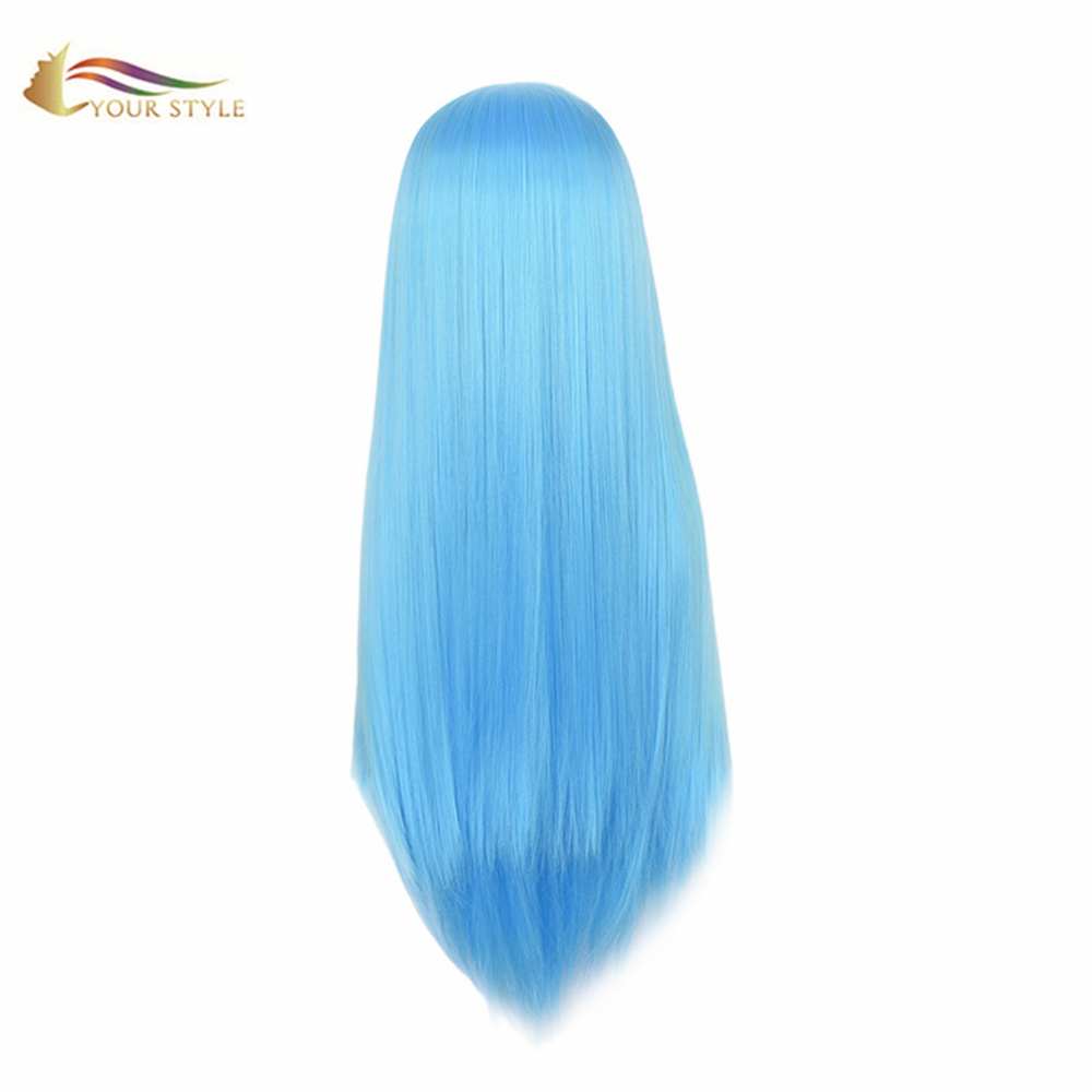 YOUR STYLE , Wholesale Cosplay Wigs Blue Synthetic Long Straight Wigs Anime Long Straight Costume Wig Halloween Wigs Long Girls Women Female Wigs-YOUR STYLE, synthetic wigs synthetic hair extension