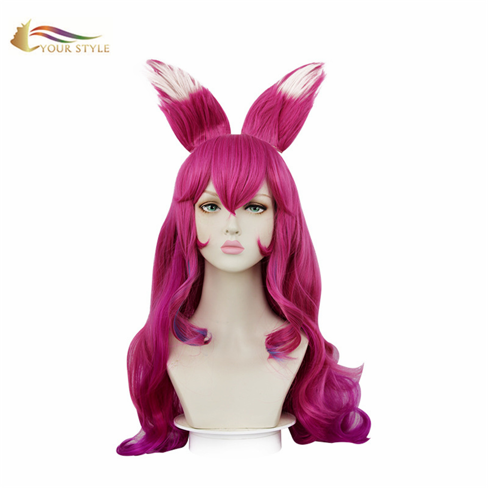 YOUR STYLE，Wholesale Cosplay Wigs Rose Red Synthetic Wigs Long Wavy Wigs Costume Wigs For Kids Halloween Wigs Party Wig With Bangs-YOUR STYLE, synthetic wigs synthetic hair extension