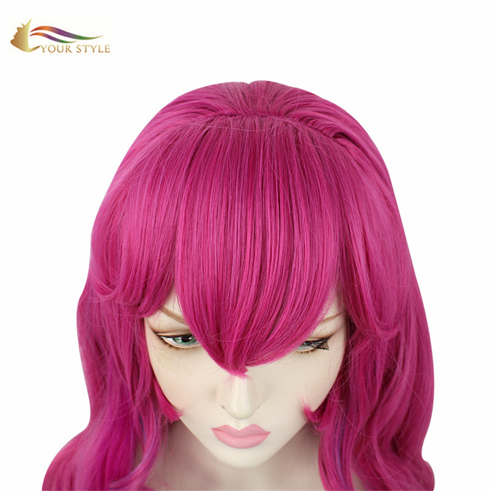 YOUR STYLE，Wholesale Cosplay Wigs Rose Red Synthetic Wigs Long Wavy Wigs Costume Wigs For Kids Halloween Wigs Party Wig With Bangs-YOUR STYLE, synthetic wigs synthetic hair extension