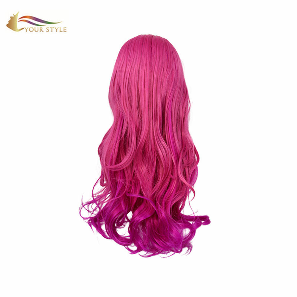 YOUR STYLE，Wholesale Cosplay Wigs Rose Red Synthetic Wigs Long Wavy Wigs Costume Wigs For Kids Halloween Wigs Party Wig With Bangs-YOUR STYLE, synthetic wigs synthetic hair extension