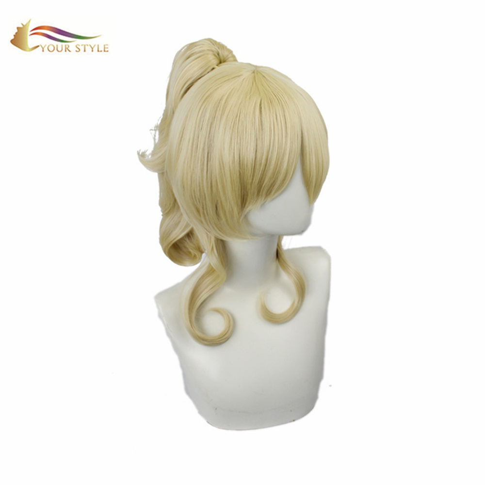 ՔՈ ոճը Genshin Impact Westerly Knights Cosplay Wigs Ponytails Synthetic Blonde Wig Հելոուին Wig Շիկահեր Կոստյում Կանացի Wig Կանանց համար Cosplay-ՁԵՐ ոճը, սինթետիկ պարիկները սինթետիկ մազերի երկարացում