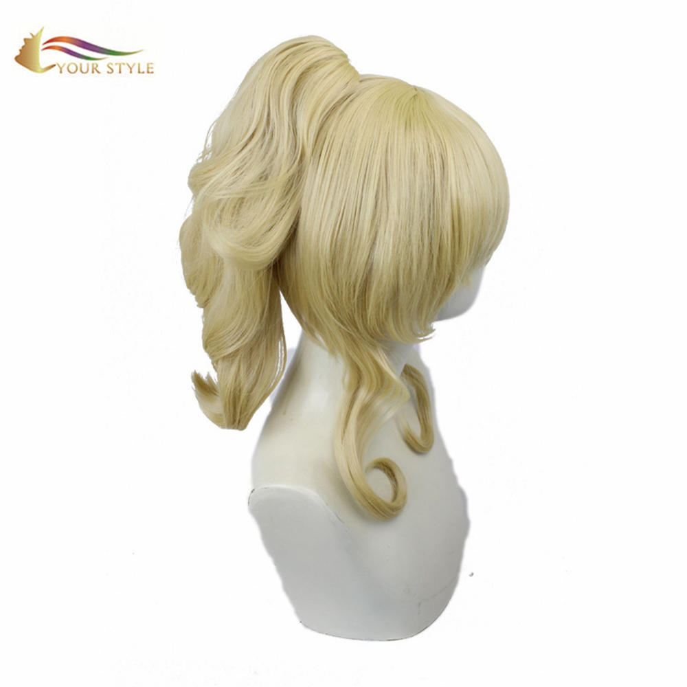 ՔՈ ոճը Genshin Impact Westerly Knights Cosplay Wigs Ponytails Synthetic Blonde Wig Հելոուին Wig Շիկահեր Կոստյում Կանացի Wig Կանանց համար Cosplay-ՁԵՐ ոճը, սինթետիկ պարիկները սինթետիկ մազերի երկարացում