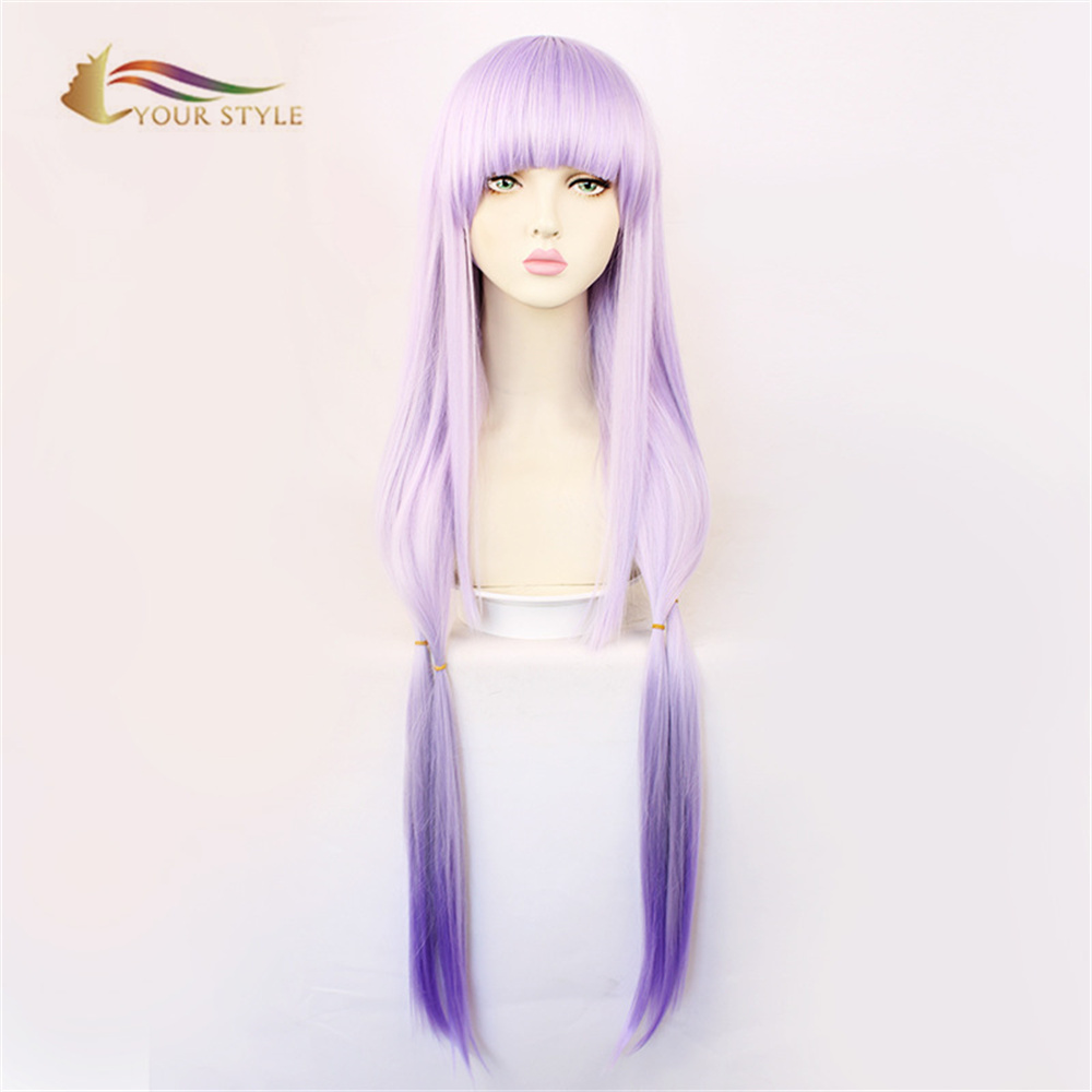 YOUR STYLE ,Wholesale Cosplay Wigs Synthetic Synthetic Long Straight Hair Wig Light Purple Costume Wig With Ponytail Party Wig Girl Costume Wig Party Women Female-YOUR STYLE, synthetic wigs synthetic hair extension