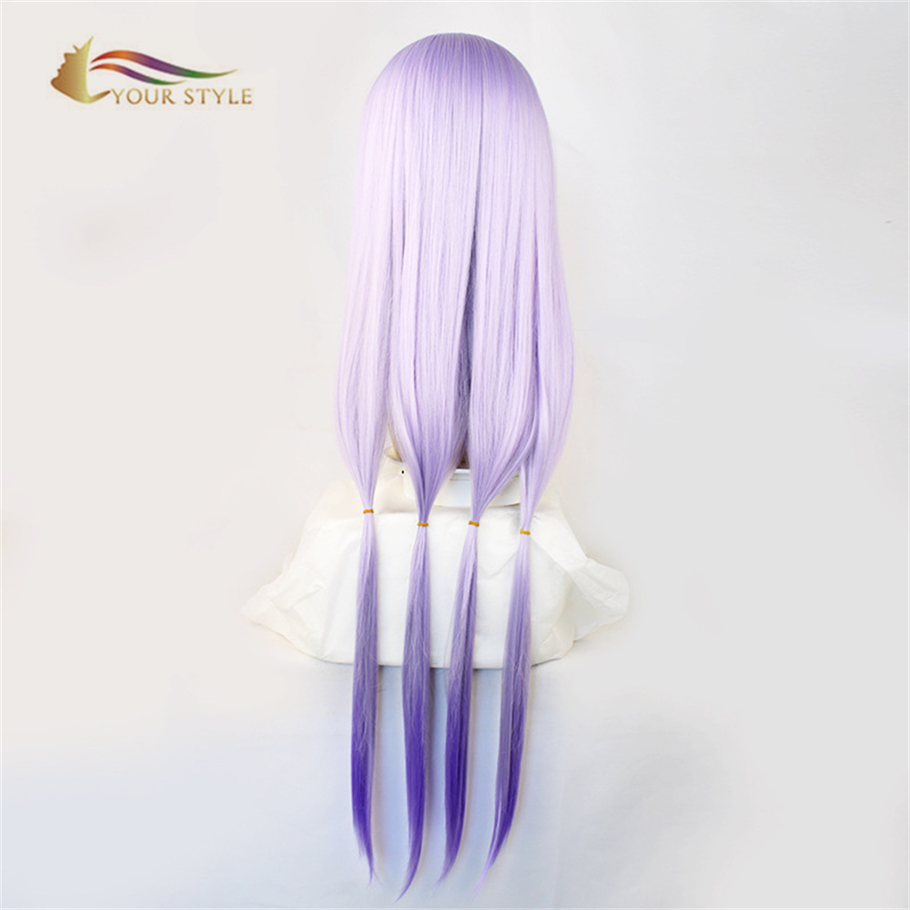 YOUR STYLE ,Wholesale Cosplay Wigs Synthetic Synthetic Long Straight Hair Wig Light Purple Costume Wig With Ponytail Party Wig Girl Costume Wig Party Women Female-YOUR STYLE, synthetic wigs synthetic hair extension