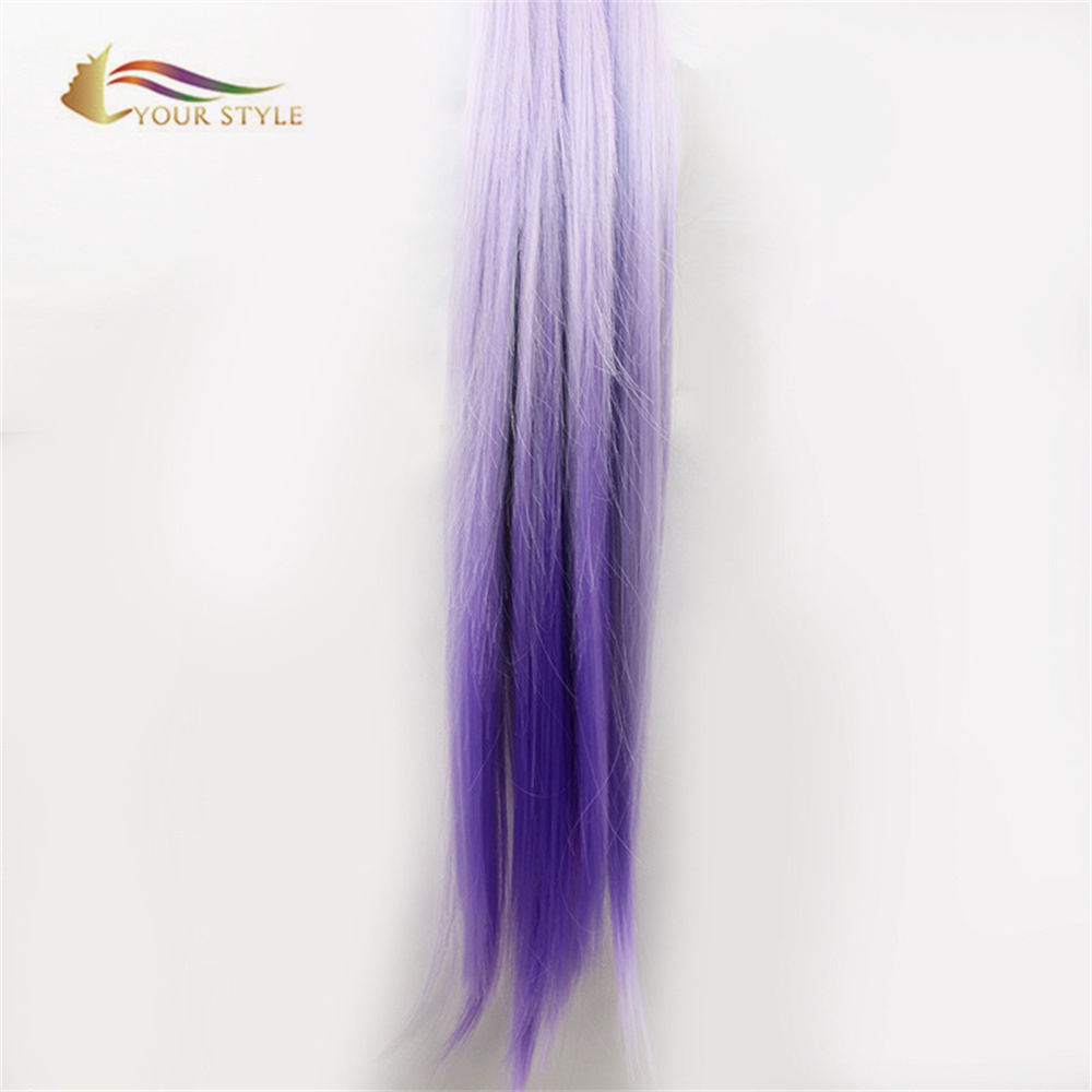 YOUR STYLE ,Wholesale Cosplay Wigs Synthetic Synthetic Long Straight Hair Wig Light Purple Costume Wig With Ponytail Party Wig Girl Costume Wig Party Women Female-YOUR STYLE, synthetic wigs synthetic hair extension