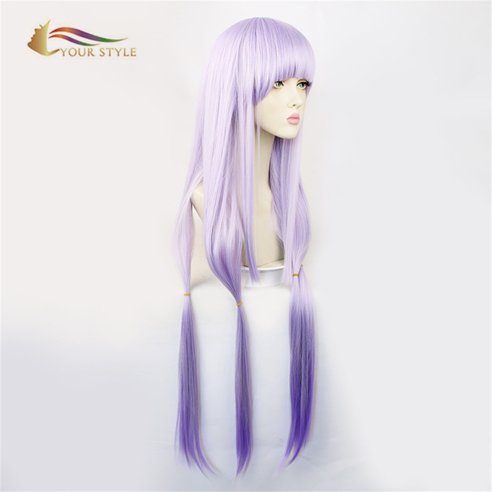 YOUR STYLE ,Wholesale Cosplay Wigs Synthetic Synthetic Long Straight Hair Wig Light Purple Costume Wig With Ponytail Party Wig Girl Costume Wig Party Women Female-YOUR STYLE, synthetic wigs synthetic hair extension