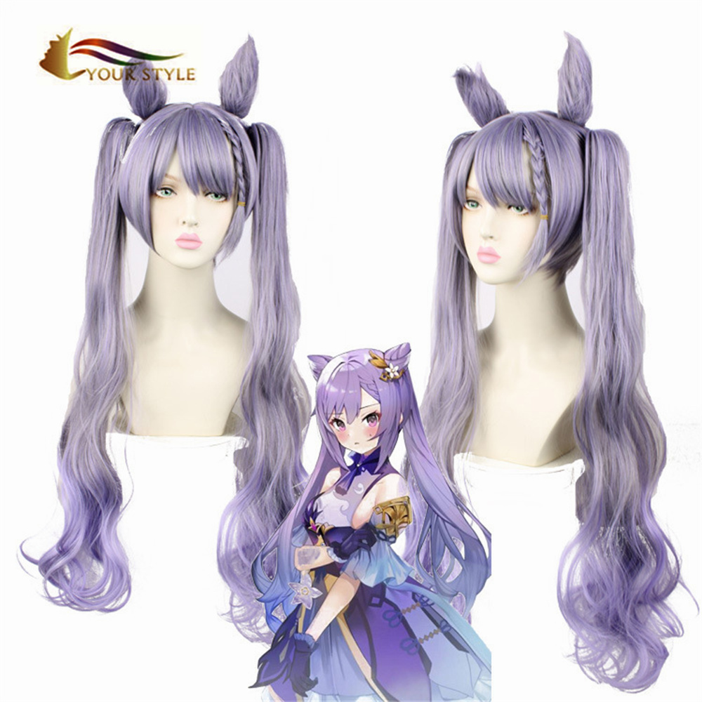 YOUR STYLE ,Wholesale Cosplay Wigs Ponytails Clips Synthetic Long Wig Purple Long Wavy Ombre Wig Female Wig For Women Cosplay Party Wig Halloween Costume-YOUR STYLE, synthetic wigs synthetic hair extension