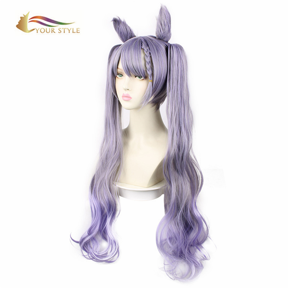 YOUR STYLE ,Wholesale Cosplay Wigs Ponytails Clips Synthetic Long Wig Purple Long Wavy Ombre Wig Female Wig For Women Cosplay Party Wig Halloween Costume-YOUR STYLE, synthetic wigs synthetic hair extension